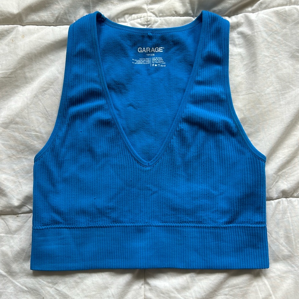 Garage Plunge V-neck ribbed Tank top ||